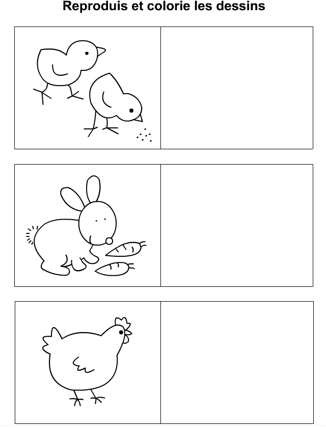 Apprendre à dessiner un lapin, une poule, des poussins
