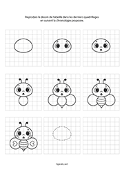Dessiner une abeille sur quadrillage