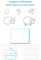 Dessiner un mouton et un bateau sur un quadrillage Activité à imprimer, dessiner un mouton