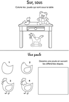 Un poule Jeux à imprimer pour enfants de maternelle ; apprendre à dessiner une poule