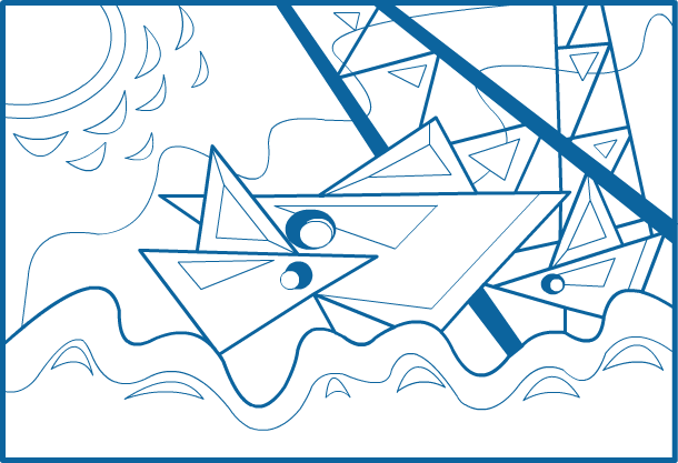 Coloriage abstrait, des bateaux
