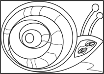 Dessin abstrait à colorier, un escargot