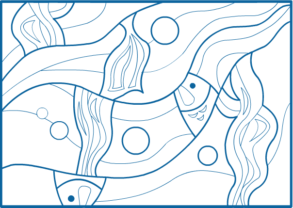 Coloriage, un fond marin abstrait
