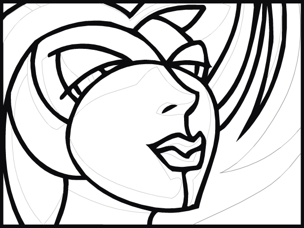 Coloriage, un visage abstait