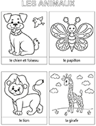 Cartes d'animaux à colorier et à découper