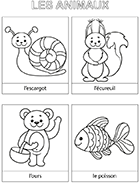 Cartes d'animaux à colorier et à découper