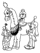 Coloriage à imprimer, un cheval et une écuyère