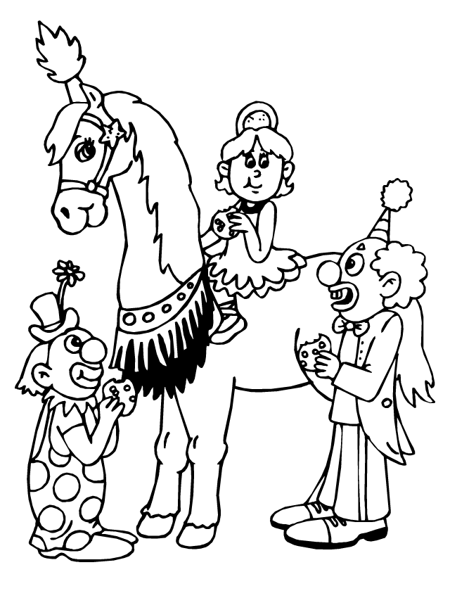 Dessin à colorier, un cheval et l'écuyère