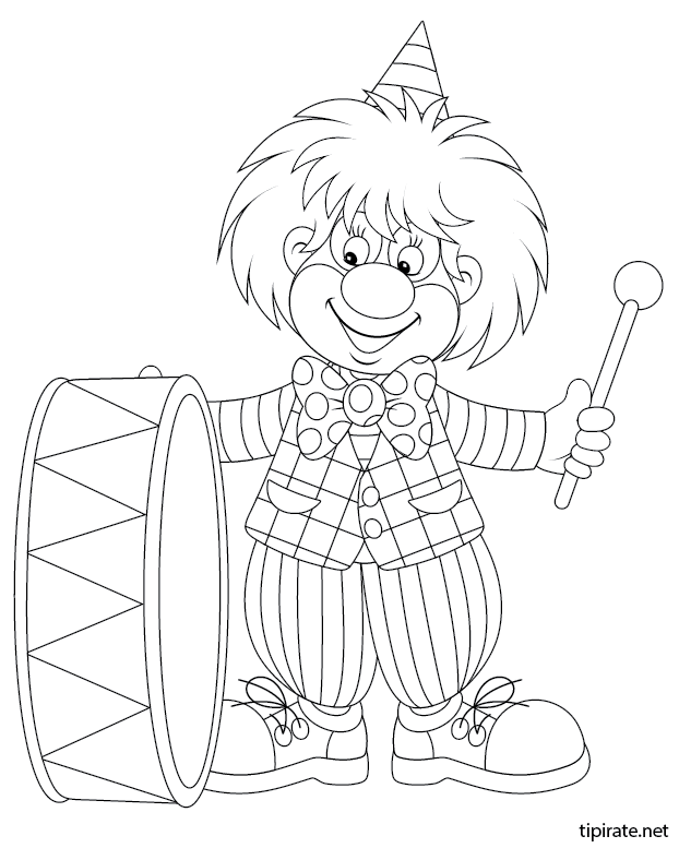 Dessin à colorier, le clown musicien