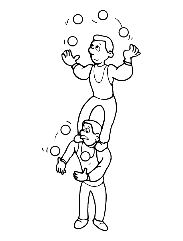 Dessin à colorier, les jongleurs