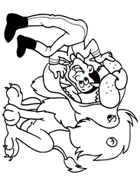 Coloriage à imprimer, le dompteur et le lion