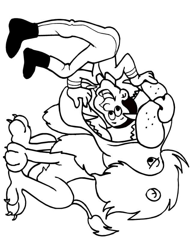 Dessin à colorier, le dompteur et le lion