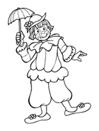 Coloriage à imprimer, le pierrot et l'ombrelle