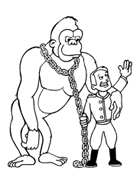 Coloriage à imprimer, un singe de cirque