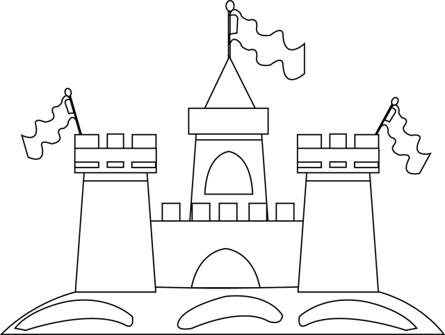 Dessin à colorier, un château de sable