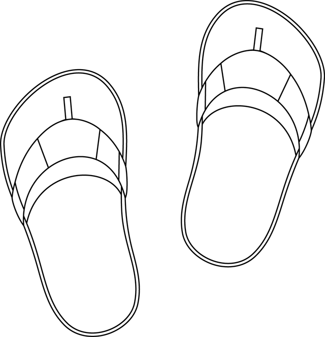 Dessin à colorier, des chaussures de plage