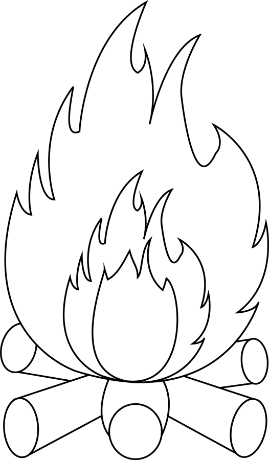 Dessin à colorier, le feu de camp