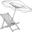Coloriage à imprimer, un transat et un parasol