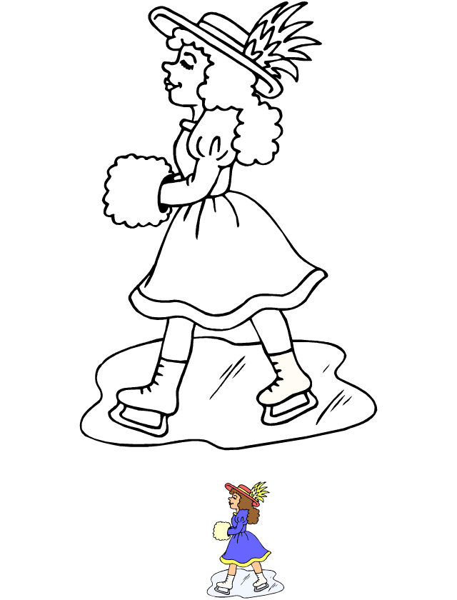 Dessin à colorier, la patineuse