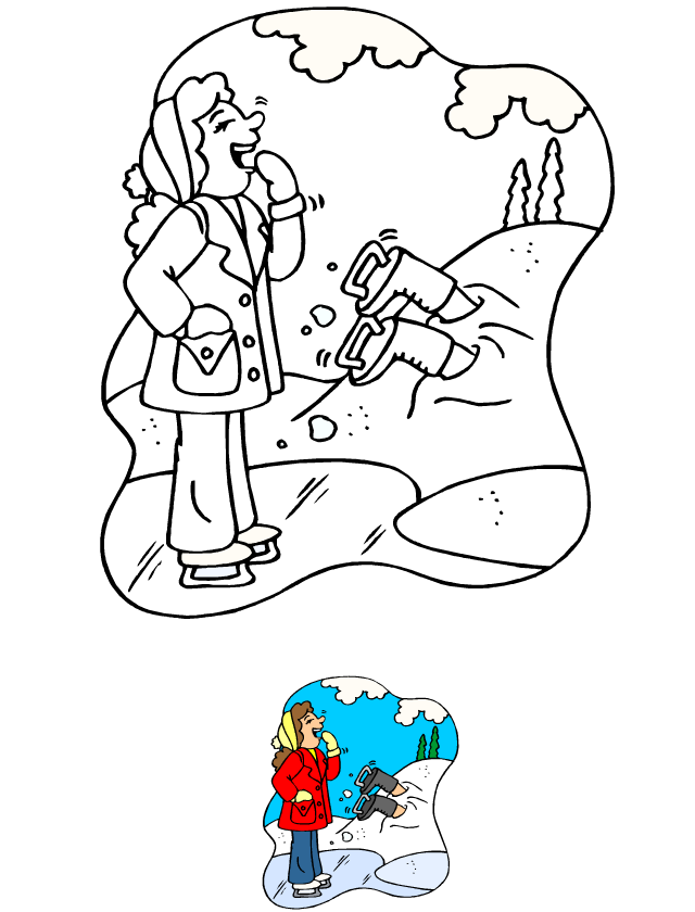 Dessin à colorier, le patinage sur glace