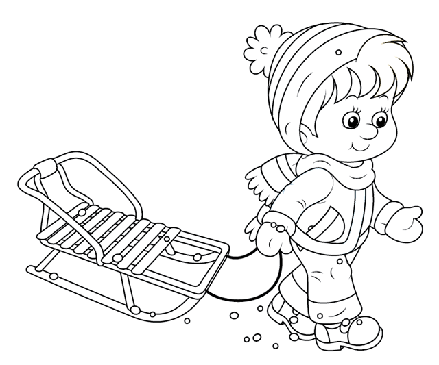 Dessin à colorier, un luge