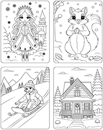 Dessins sur le thème de l'hiver à imprimer et à colorier