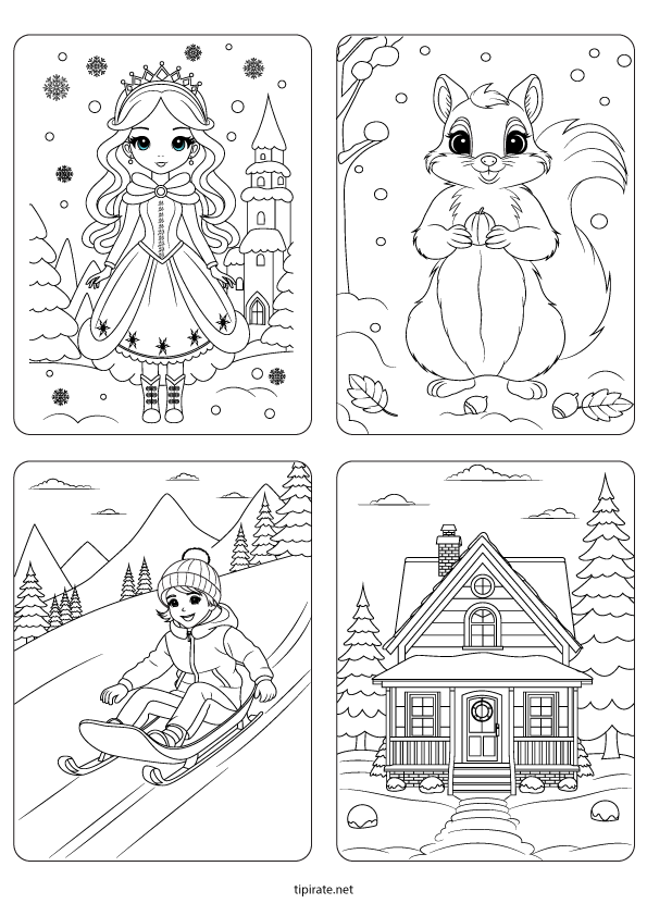 Dessins sur le thème de l'hiver à imprimer et à colorier
