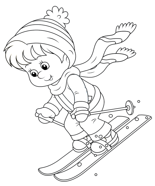 Dessin à colorier, un skieur