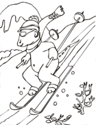 Coloriage à imprimer, le ski
