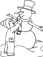 Coloriage à imprimer, le bonhomme de neige