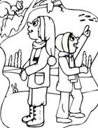 Coloriage à imprimer, les animaux en hiver