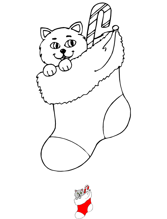 Coloriage, le chausson de Noël