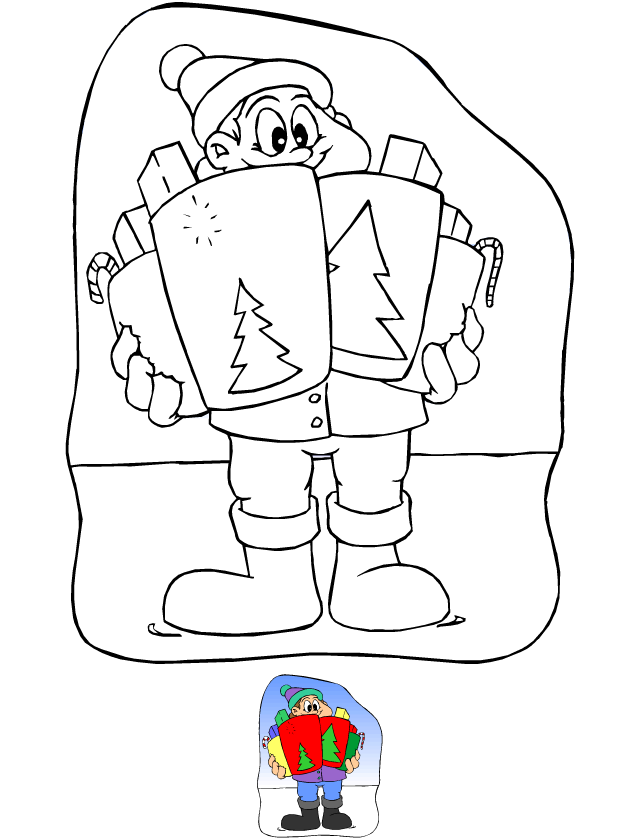 Dessin de Noël à imprimer, les cadeaux