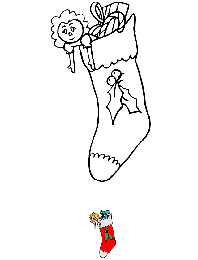 Coloriage, la chaussette de Noël