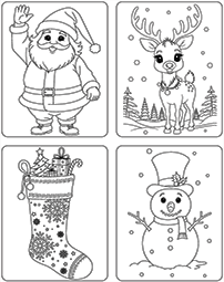 Dessins sur le thème de Noël à imprimer et à colorier