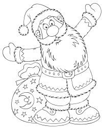 Coloriage : le père Noël et sa hotte