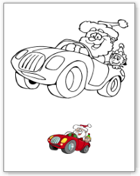 Coloriage de Noël, le père Noël et le lutin