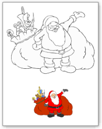 Coloriage de Noël, le père Noël