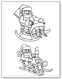 Coloriage de Noël, le père Noël assis
