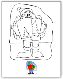 Coloriage de Noël, les cadeaux