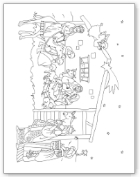 Coloriage de Noël, la crèche