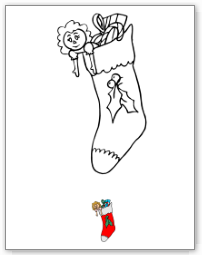 Coloriage, la chaussette de Noël