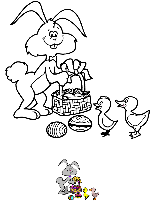 Coloriage, le lapin de Pâques