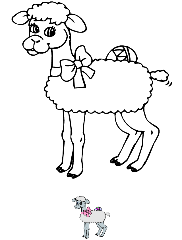 Coloriage, l'agneau de Pâques
