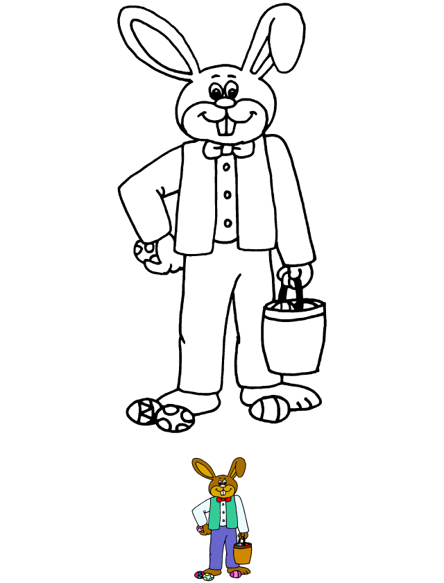 Coloriage, le lapin de Pâques