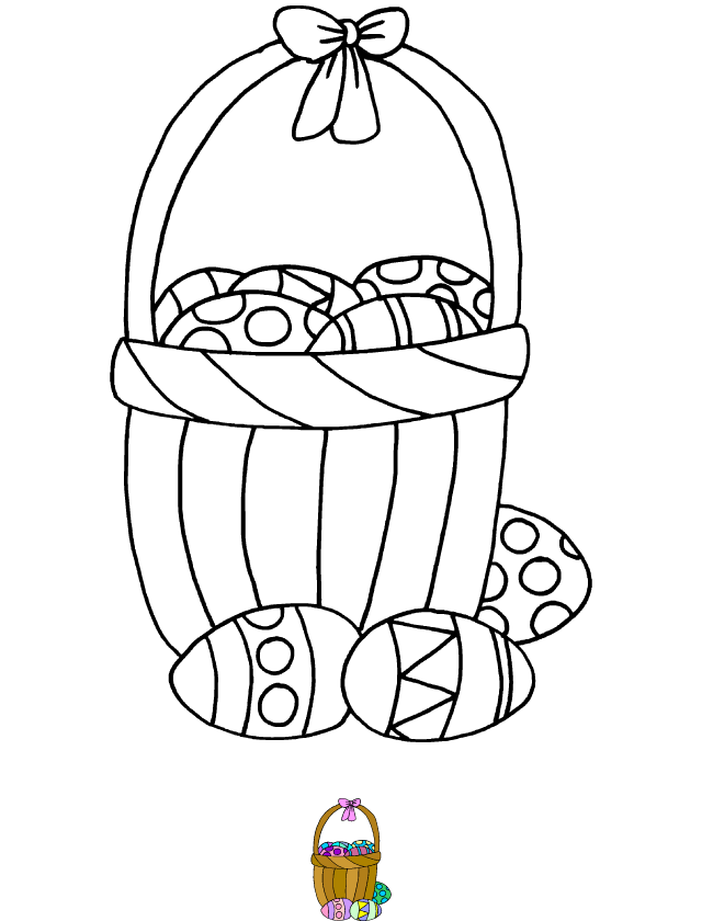 Coloriage, le panier d'oeufs de Pâques