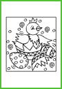 Coloriage à imprimer, une poule et des oeufs de Pâques