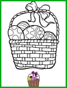 Coloriage, les oeufs de Pâques dans un panier