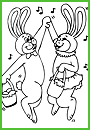 Coloriage à imprimer, des lapins qui dansent