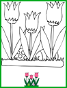 Coloriage, tulipes et oeufs de Pâques